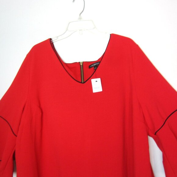 Lane Bryant Size 26 Plus Career Dress Bell Sleeves Knee Length V-Neck Black Trim - Picture 5 of 14